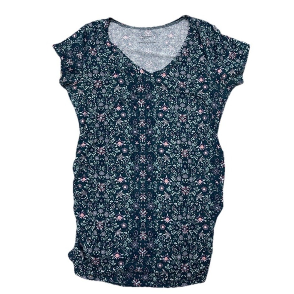 Motherhood Maternity short sleeve shirt floral V neck